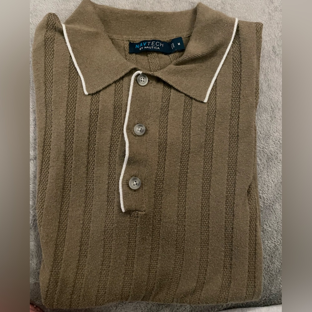 Nautica Navtech Knit Polo Shirt olive  Men’s Medium